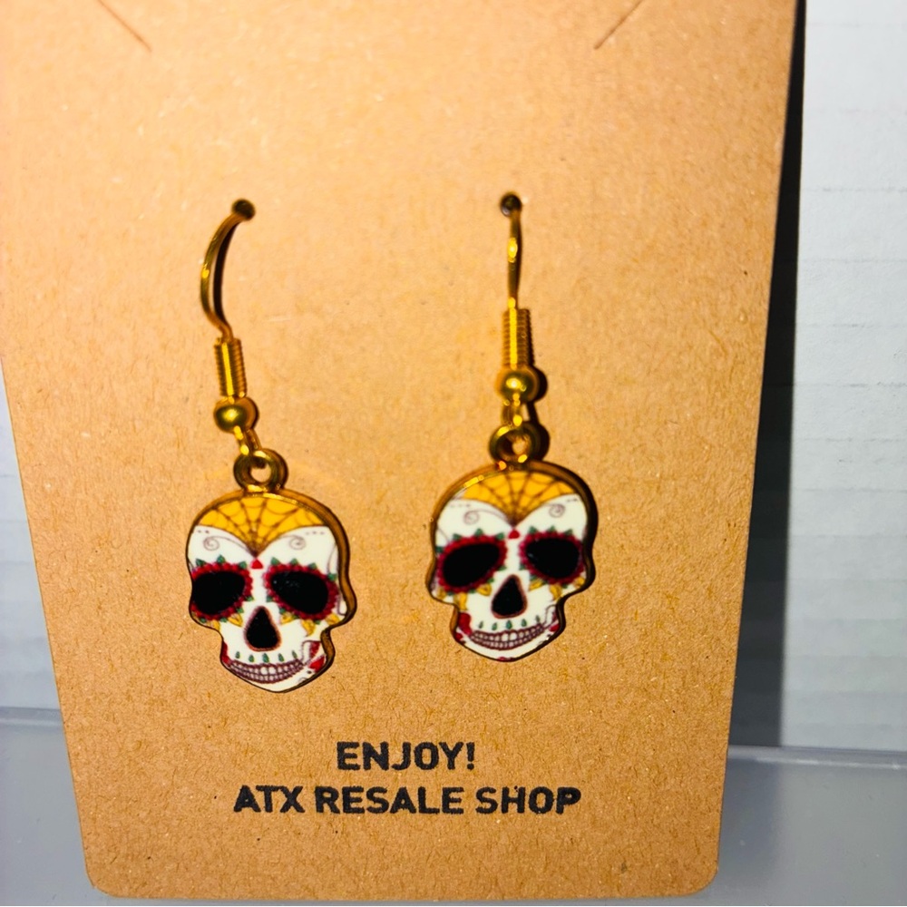 Skull Design Gold Earrings